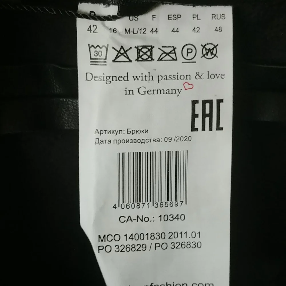 NWT,"OLSEN" BLACK PANTS,size 42, US M-L - Picture 9 of 13